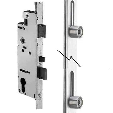 Hoppe Multipoint 1.77" Backset Manual Gear with Bottom Two Roller Extension